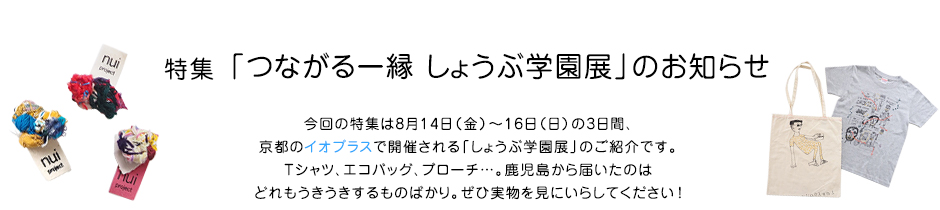 特集 「つながる－縁　しょうぶ学園展」のお知らせ